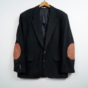 Camel Hair Sport Coat Elbow Patch Blazer 40R Vintage USA Worn